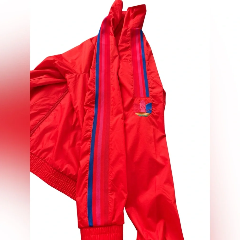Adidas Originals Men's 3D Trefoil 3-Stripes Windbreaker Jacket Active Red Size L
